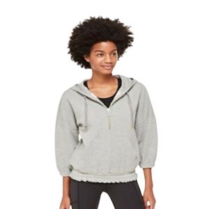 Kate Spade Gray Smocked Waist Hoodie 3/4 Sleeve